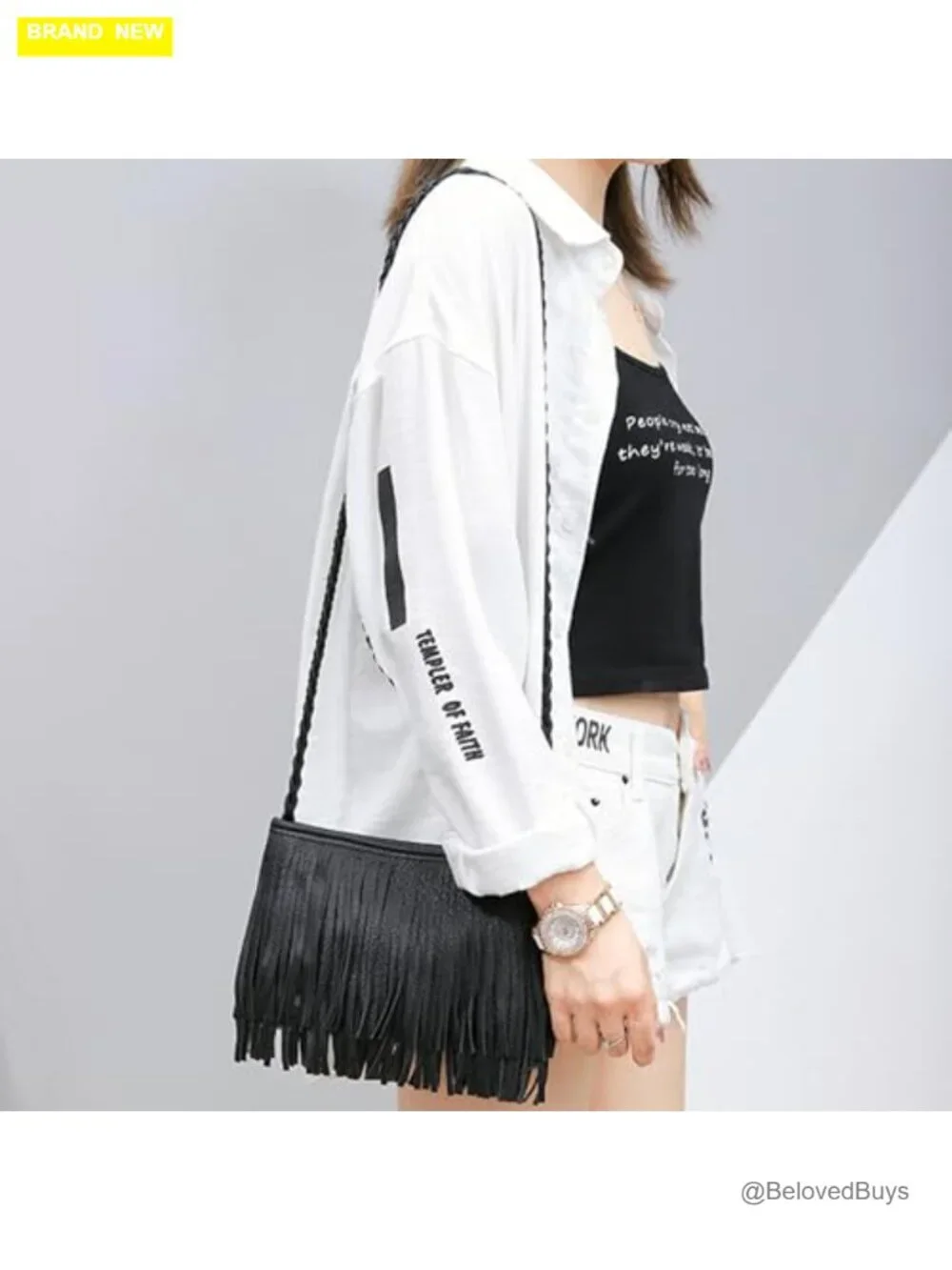 Leather Fringe Messenger Bag Hobo Crossbody Tassel Shoulder Bag